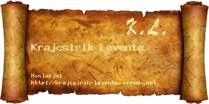 Krajcsirik Levente névjegykártya